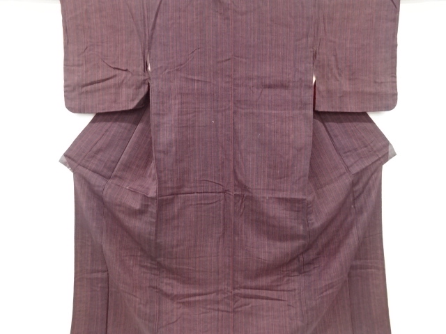 JAPANESE KIMONO / ANTIQUE KIMONO / SILK / TSUMUGI / WOVEN STRIPE